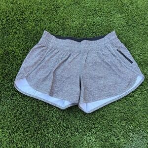 lululemon Tracker Low-Rise Lined Short 4" Women Gray Heather Size 12 Zip Pocket